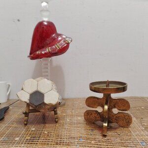 Gallo Brass Candle Holder Brutalist Giuseppe Gallo 1960s